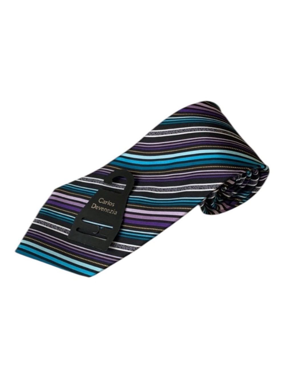 NWOT - Carlos Devenezia Multicolored Striped Silk Tie